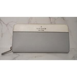 KATE SPADE Madison Grey Saffiano Leather Colorblock Large Continental Wallet